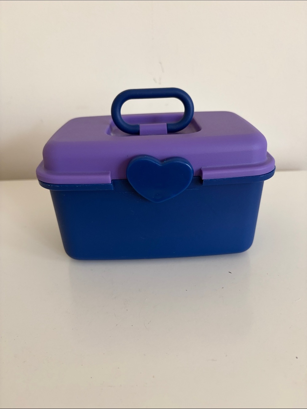 Purple and Blue Plastic Jewelry Box with Heart Latch